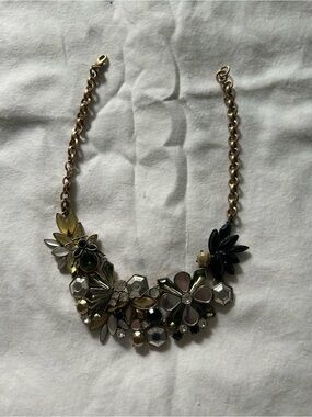Banana Republic Black, Gold Floral Statement Necklace
